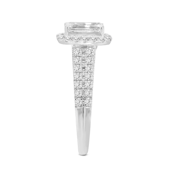 LuvMyJewelry Lilit 14K White Gold Emerald Cut Lab Grown Diamond Halo Engagement Ring - 2.2 Ct