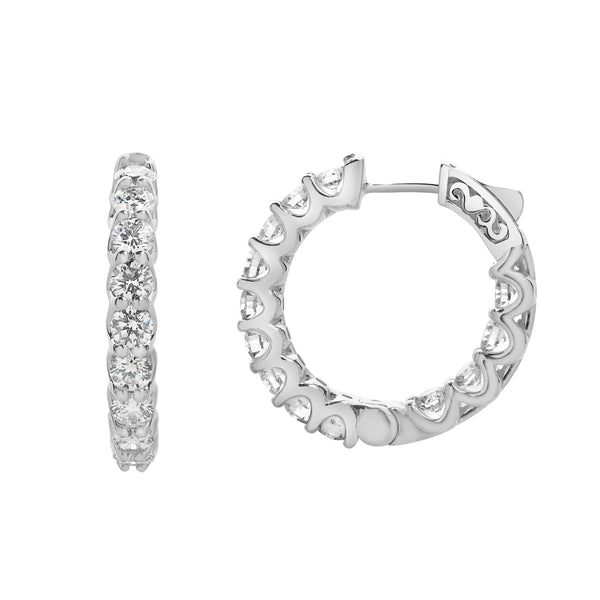 LuvMyJewelry Lilith 14K White Gold Diamond Hoop Earrings - 4 Cts