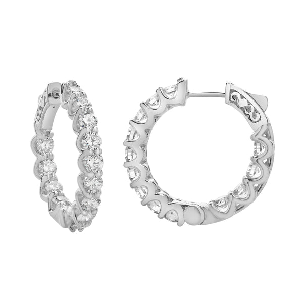 LuvMyJewelry Lilith 14K White Gold Diamond Hoop Earrings - 4 Cts