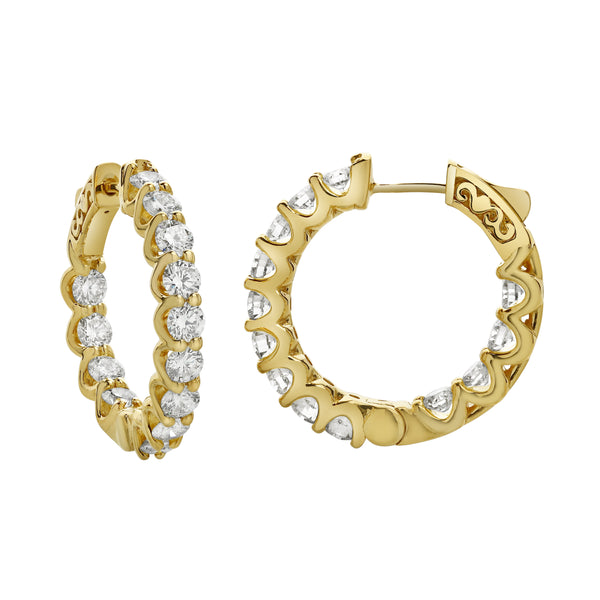LuvMyJewelry Lilith 14K Yellow Gold Diamond Hoop Earrings - 4 Cts
