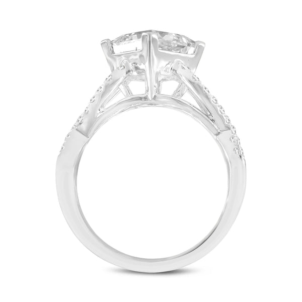 LuvMyJewelry Lilya 14K White Gold Princess Cut Lab Grown Diamond Engagement Ring - 3.5 Ct