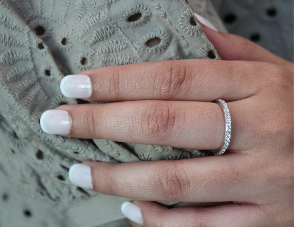 LuvMyJewelry Lina 14K White Gold Round Diamond Studded Eternity Ring - 0.51cts