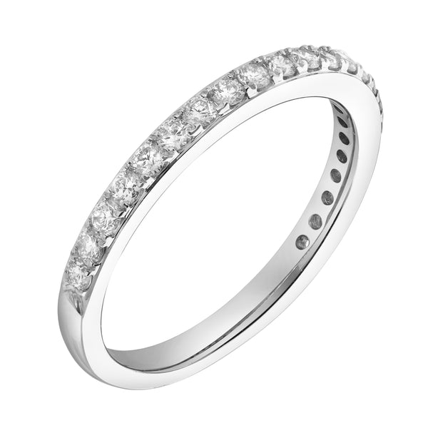 LuvMyJewelry Lina 14K White Gold Round Diamond Studded Eternity Ring - 0.51cts