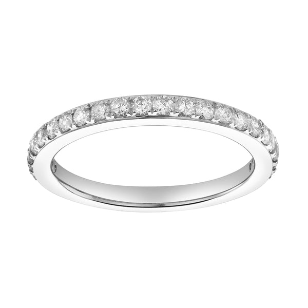 LuvMyJewelry Lina 14K White Gold Round Diamond Studded Eternity Ring - 0.51cts