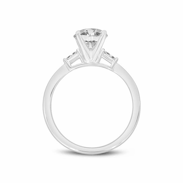 LuvMyJewelry Liora 14K White Gold Round Cut Lab Grown Diamond 3 Stone Engagement Ring - 1.6 Ctw