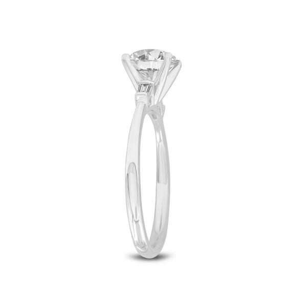 LuvMyJewelry Liora 14K White Gold Round Cut Lab Grown Diamond 3 Stone Engagement Ring - 1.6 Ctw