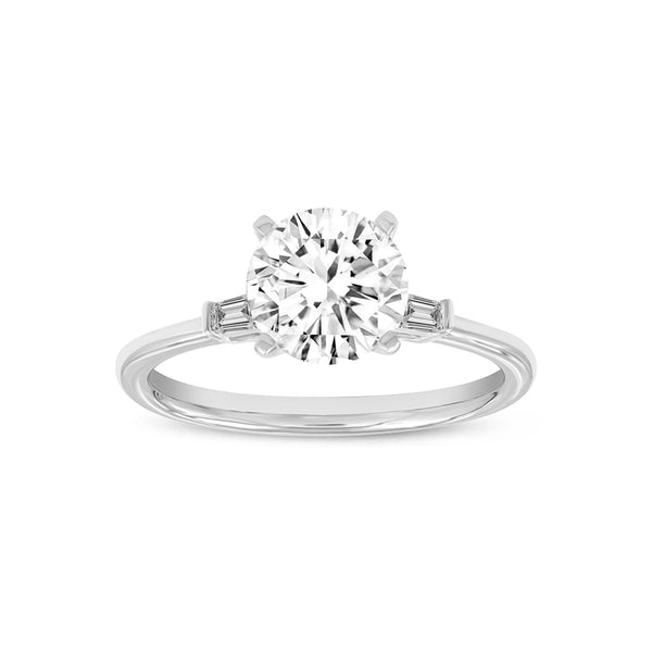LuvMyJewelry Liora 14K White Gold Round Cut Lab Grown Diamond 3 Stone Engagement Ring - 1.6 ctw