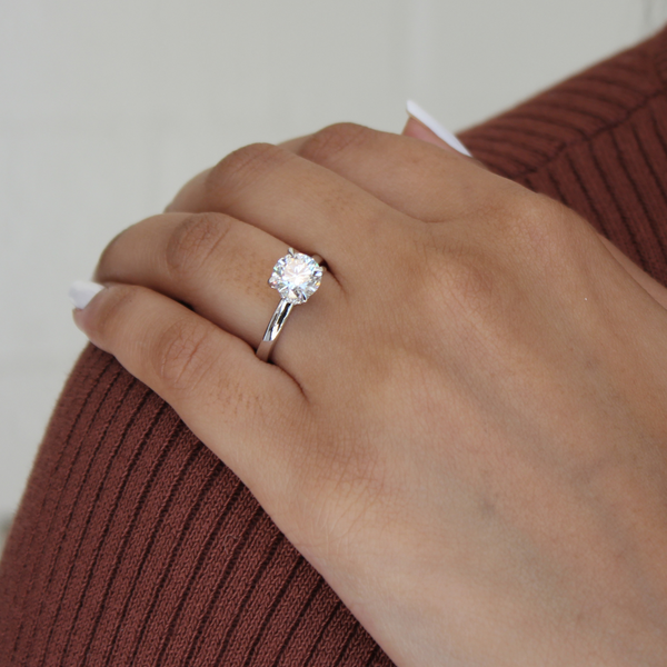 LuvMyJewelry Liora 14K White Gold Round Lab Grown Diamond Hidden Halo Ring - 1.98 Ct