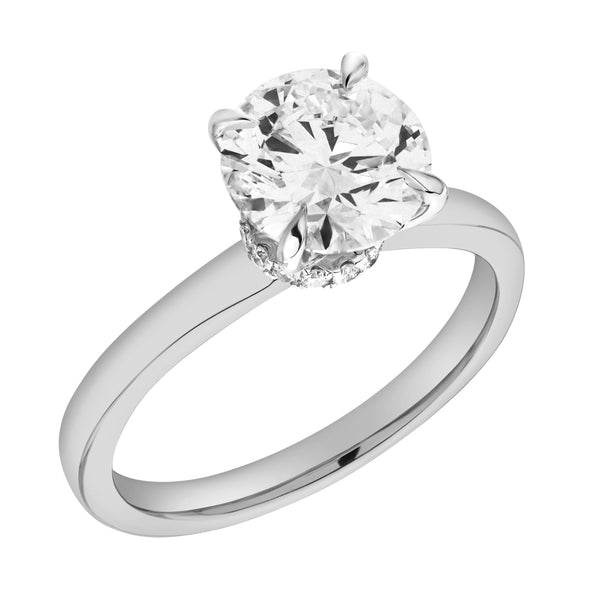 LuvMyJewelry Liora 14K White Gold Round Lab Grown Diamond Hidden Halo Ring - 1.98 Ct