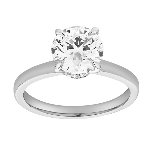 LuvMyJewelry Liora 14K White Gold Round Lab Grown Diamond Hidden Halo Ring - 1.98 Ct