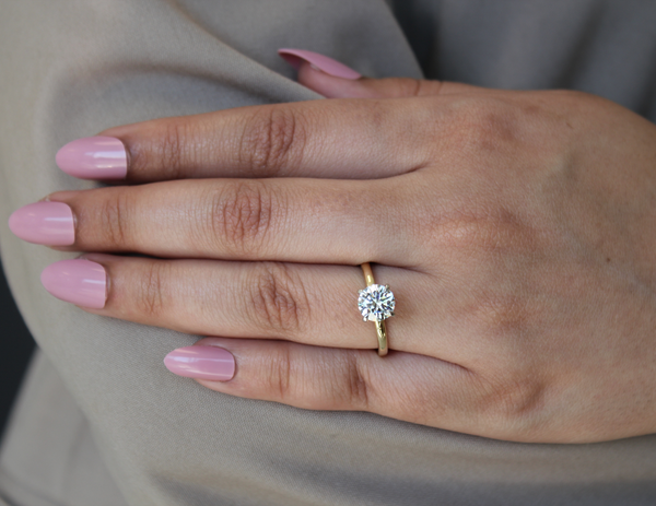 LuvMyJewelry Liora 14K Yellow Gold Round Lab Grown Diamond Hidden Halo Ring - 1.98 Ct