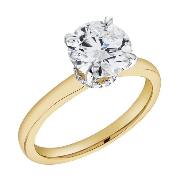 LuvMyJewelry Liora 14K Yellow Gold Round Lab Grown Diamond Hidden Halo Ring - 1.98 Ct