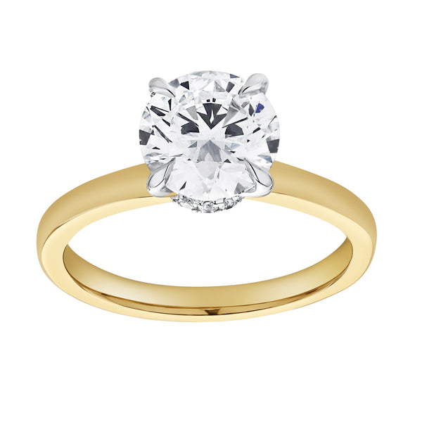 LuvMyJewelry Liora 14K Yellow Gold Round Lab Grown Diamond Hidden Halo Ring - 1.98 Ct
