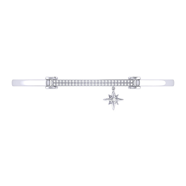 LuvMyJewelry Little North Star Diamond Bar Bangle In Sterling Silver