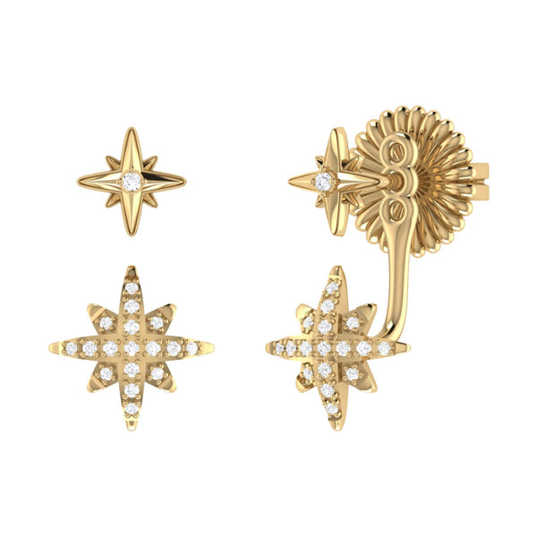 LuvMyJewelry Little Star North Star Diamond Stud Earrings in 14K Yellow Gold Vermeil on Sterling Silver