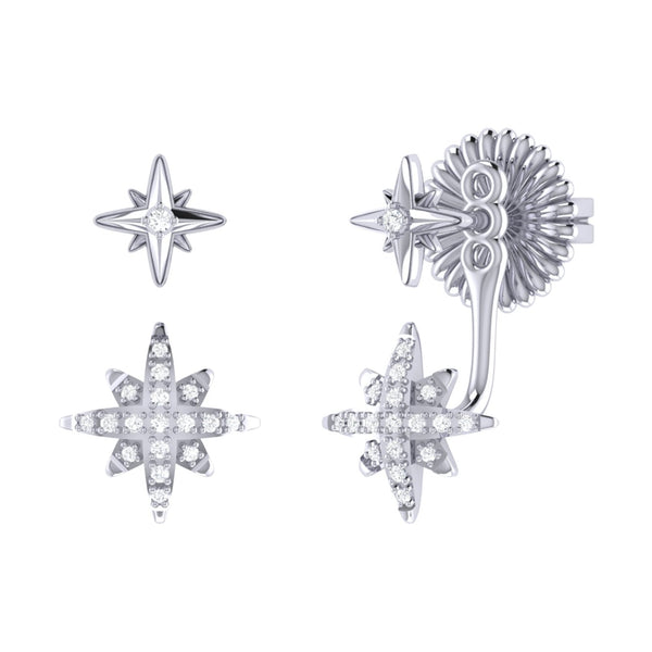 LuvMyJewelry Little Star North Star Diamond Stud Earrings in Sterling Silver