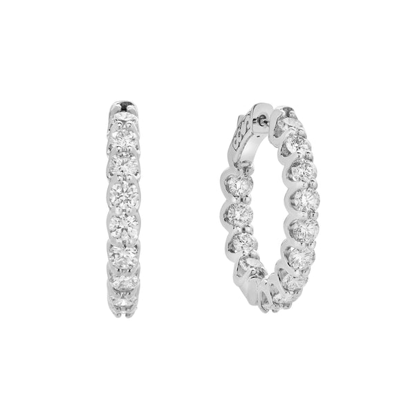 LuvMyJewelry Livia 14K White Gold Diamond HoopEarrings - 3.98 Cts