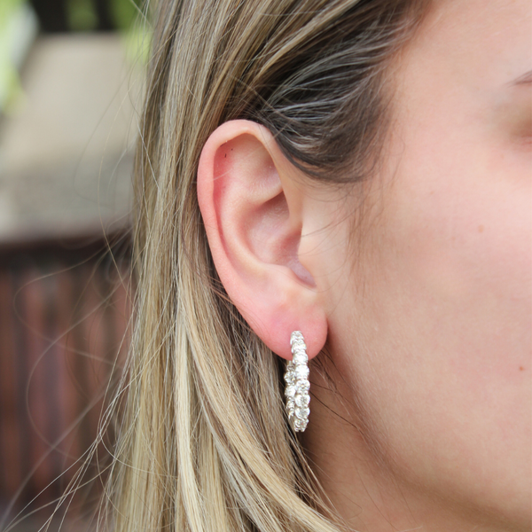 LuvMyJewelry Livia 14K White Gold Diamond HoopEarrings - 3.98 Cts