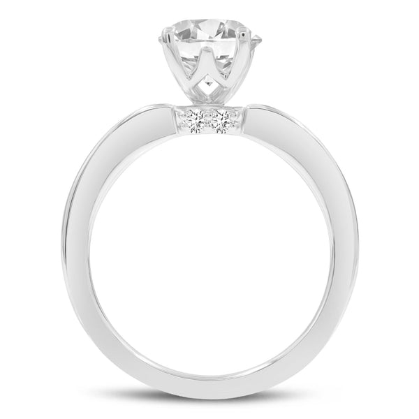 LuvMyJewelry Livia 14K White Gold Oval Lab Grown Diamond Hidden Halo Engagement Ring - 2.25 Ct