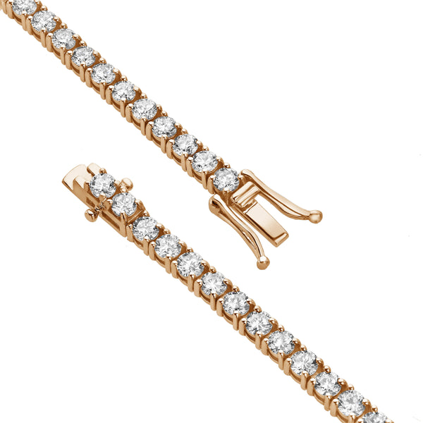 LuvMyJewelry LMJ 10K Rose Gold Unisex Diamond Tennis Bracelets - 10.04 Carats