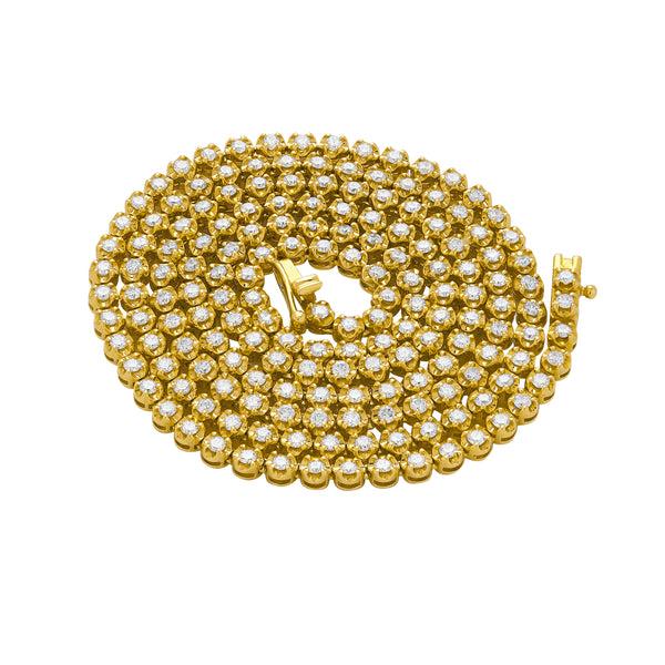 LuvMyJewelry LMJ 14K Yellow Gold Diamond Tennis Chain - 4 Carats