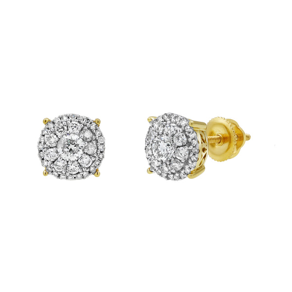 LuvMyJewelry Lotus Loop Cluster Diamond 0.52 ct. tw. 14K Yellow Gold Earrings
