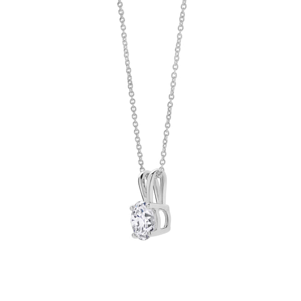 LuvMyJewelry Lucent 14K White Gold Round Lab Grown Diamond Pendant - 1 Ctw
