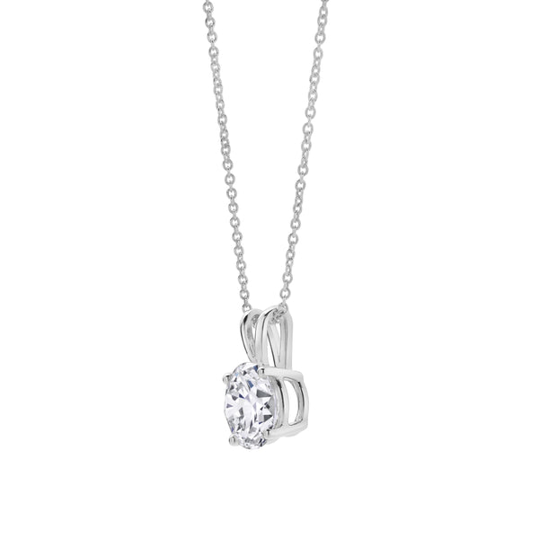 LuvMyJewelry Lucent 14K White Gold Round Lab Grown Diamond Pendant - 2 Ctw