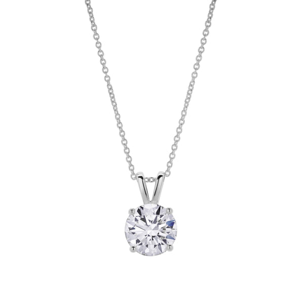 LuvMyJewelry Lucent 14K White Gold Round Lab Grown Diamond Pendant - 2 Ctw