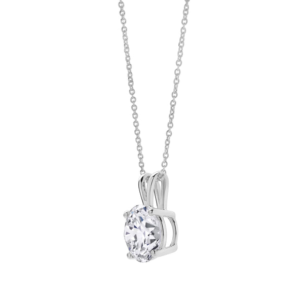 LuvMyJewelry Lucent 14K White Gold Round Lab Grown Diamond Pendant - 3 Ctw