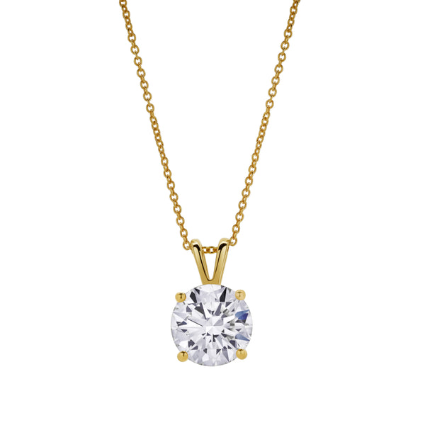 LuvMyJewelry Lucent 14K Yellow Gold Round Lab Grown Diamond Pendant - 2.5 Ctw