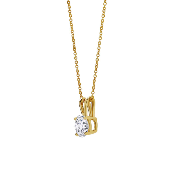 LuvMyJewelry Lucent 14K Yellow Gold Round Lab Grown Diamond Pendant - 1 Ctw