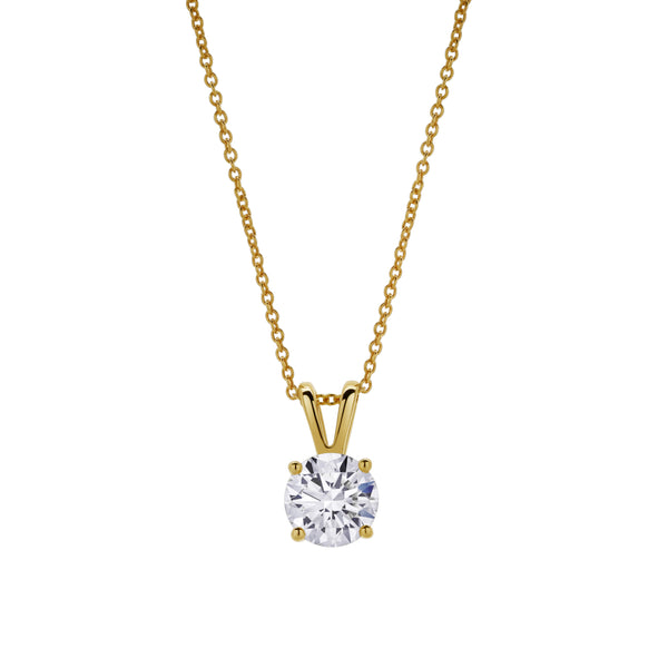LuvMyJewelry Lucent 14K Yellow Gold Round Lab Grown Diamond Pendant - 1 Ctw