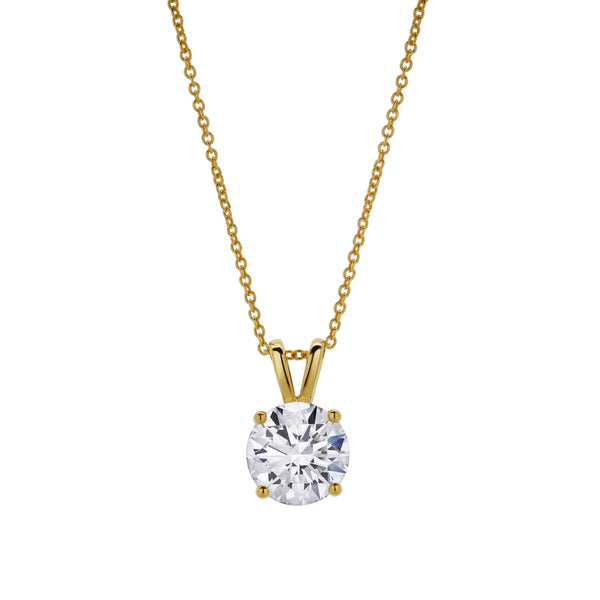 LuvMyJewelry Lucent 14K Yellow Gold Round Lab Grown Diamond Pendant - 1.5 Ctw