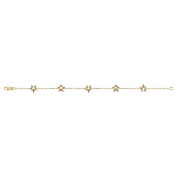 LuvMyJewelry Lucky Star Diamond Bracelet In 14K Yellow Gold Vermeil On Sterling Silver