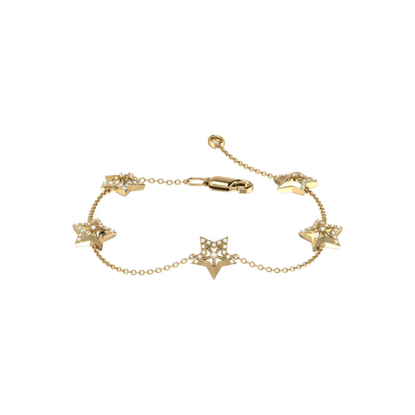 LuvMyJewelry Lucky Star Diamond Bracelet in 14K Yellow Gold Vermeil on Sterling Silver