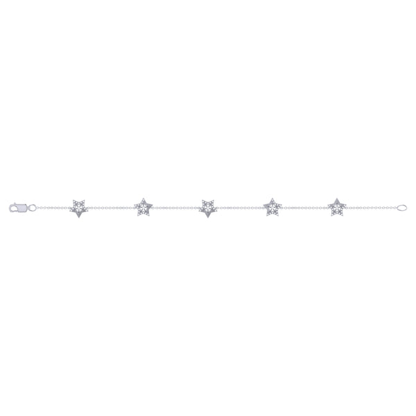 LuvMyJewelry Lucky Star Diamond Bracelet In Sterling Silver
