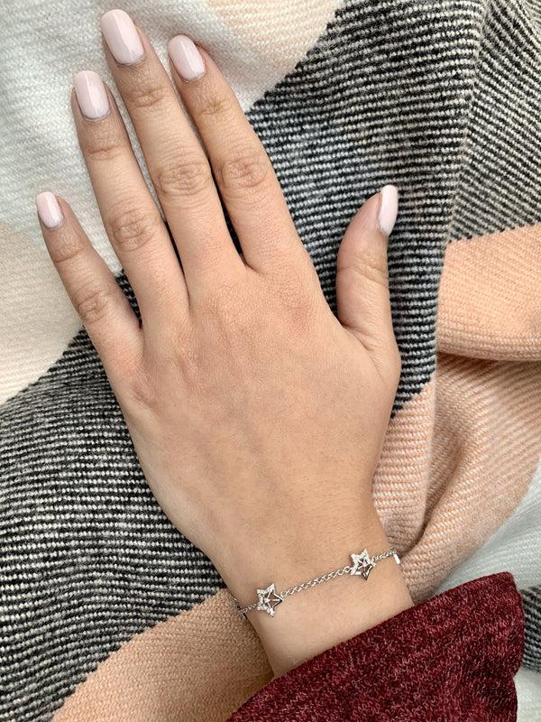 LuvMyJewelry Lucky Star Diamond Bracelet In Sterling Silver