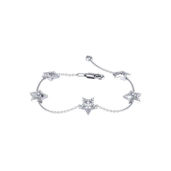 LuvMyJewelry Lucky Star Diamond Bracelet in Sterling Silver