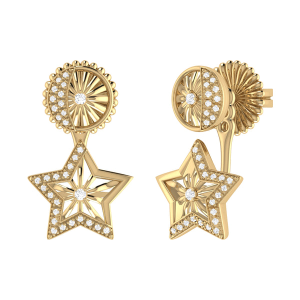 LuvMyJewelry Lucky Star Diamond Stud Earrings in 14K Yellow Gold Vermeil on Sterling Silver