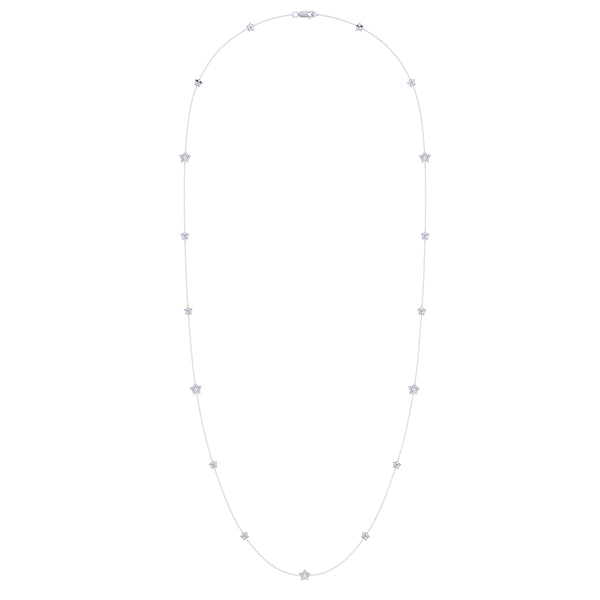 LuvMyJewelry Lucky Star Layered Diamond Necklace in 14K White Gold