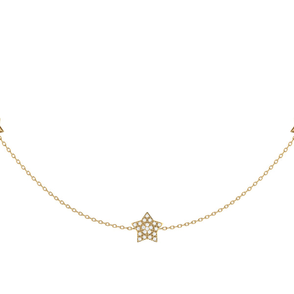 LuvMyJewelry Lucky Star Layered Diamond Necklace In 14K Yellow Gold Vermeil On Sterling Silver