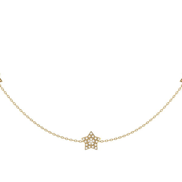 LuvMyJewelry Lucky Star Layered Diamond Necklace In 14K Yellow Gold