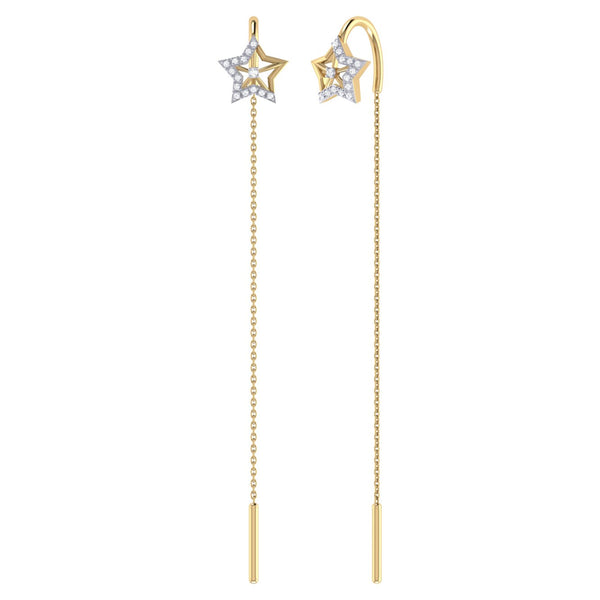 LuvMyJewelry Lucky Star Tack-In Diamond Earrings in 14K Yellow Gold Vermeil on Sterling Silver