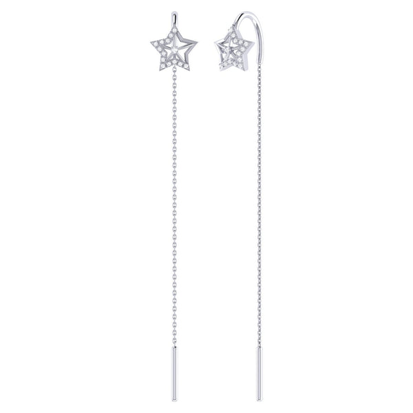 LuvMyJewelry Lucky Star Tack-In Diamond Earrings in Sterling Silver