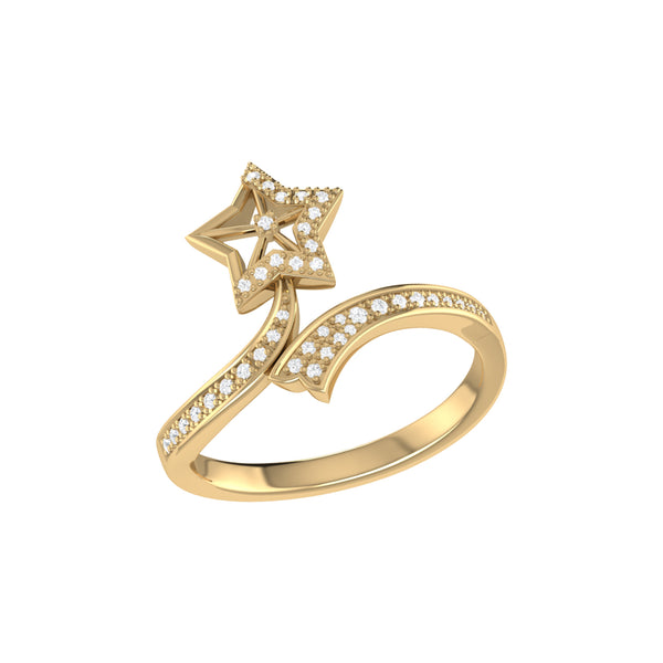 LuvMyJewelry Lucky Star Twist Diamond Ring in 14K Gold Vermeil on Sterling Silver