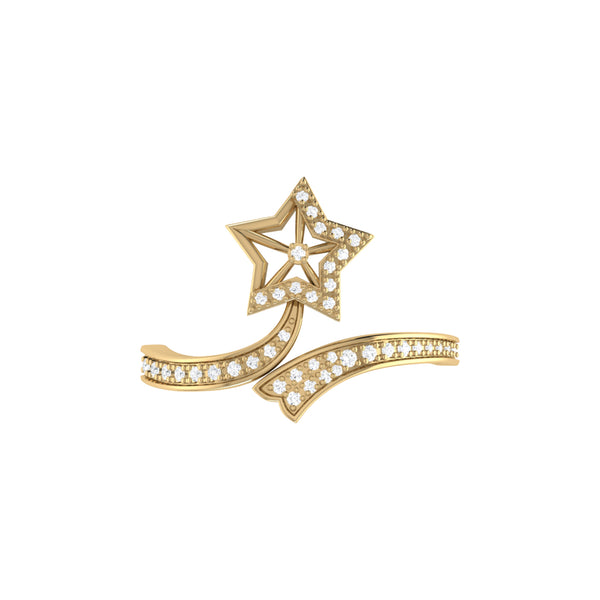 LuvMyJewelry Lucky Star Twist Diamond Ring In 14K Yellow Gold