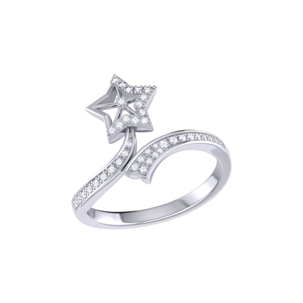 LuvMyJewelry Lucky Star Twist Diamond Ring in Sterling Silver