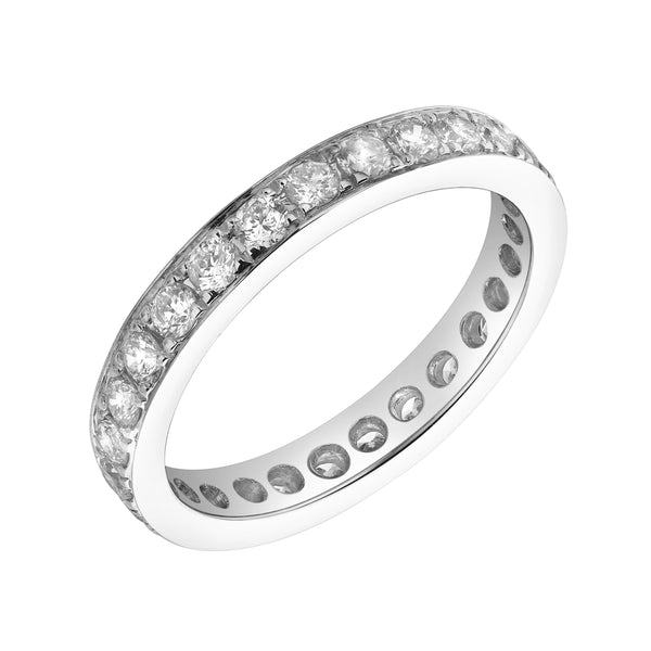 LuvMyJewelry Lume 14K White Gold Round Diamond Studded Band Ring - 0.97cts