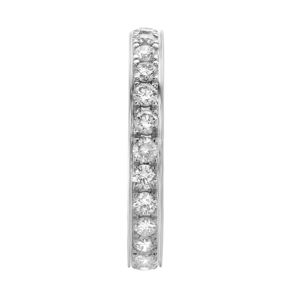 LuvMyJewelry Lume 14K White Gold Round Diamond Studded Band Ring - 0.97cts